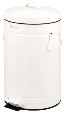 Image de eluno Poubelle VINTAGE, poubelle à pédale, capacité 12 litres en métal blanc