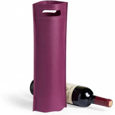 Produktbild von Weinflaschenbeutel für Wein und Champagner, 17x40x10 cm, Bordeaux-Farbe – wiederverwendbares Vliesmaterial