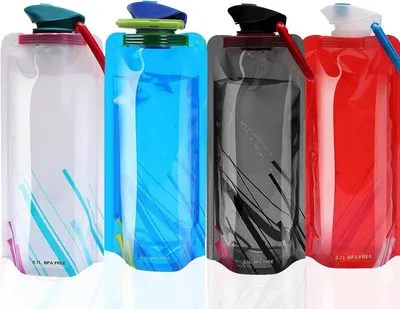 Productafbeelding van Opvouwbare drinkflessen - 4 stuks - BPA-vrij - Schroefdop
