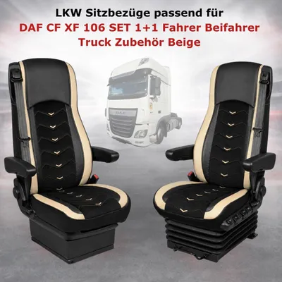 Produktbild von LKW Sitzbezüge passend für DAF CF XF 106 SET 1+1 Fahrer Beifahrer Truck Zubehör Beige