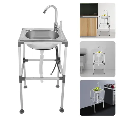 Zdjęcie produktu dla Zlewozmywaki 38*33*75cm Zlewozmywak kuchenny ze stali nierdzewnej Zlewozmywak wolnostojący