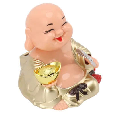 Imagen del producto de Adorno de Buda sonriente con energía solar, adorno de Buda sonriente, decoración de Buda con energía solar, adorno de Buda sonriente que asiente, decoración de Buda, adorno de Buda