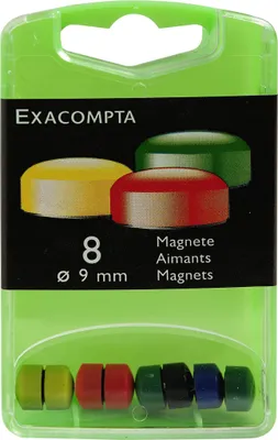 Image de Exacompta Boîte de 8 aimants F9 9mm de diamètre Couleurs assorties 11045E