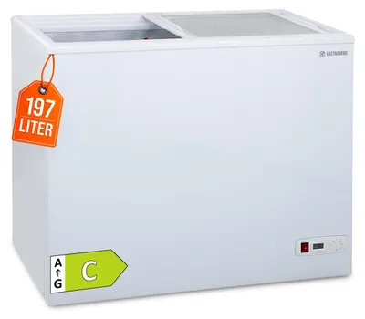 Produktbild von GastroHero Tiefkühltruhe ECO 200 mit Glasschiebedeckel – robuste Bauweise, leiser Betrieb & energieeffizient