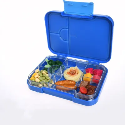 Produktbild von Bento Box Lunchbox auslaufsicher mit variablen Fächern Kinder Brotdose Vesperbox blau