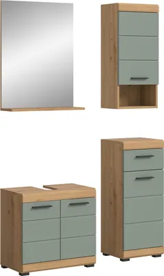 Produktbild von Scout Badmöbelset S43 Salbeidekor, Eiche Nachbildung.