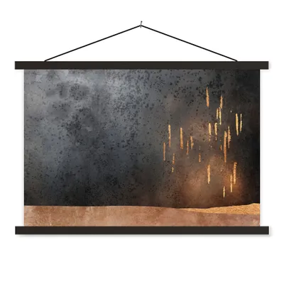 Produktbild von MuchoWow® Textilposter Abstrakt - Gold - Design 60x40 cm mit schwarzem Rahmen - Hölzernes