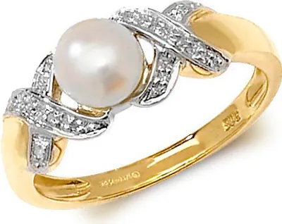Produktbild von 9 Karat (375) Gold Damen - Diamant Ring Brillant-Schliff H - PK mit Süßwasser-Zuchtperle, 58 (18.5); TRS31649RSQ