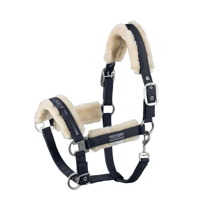 Produktbild von Eskadron Platinum Halfter " DOUBLEPIN FAUXFUR ", Stallhalfter Farbe - navy Größe - Pony2
