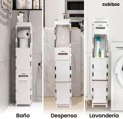 Produktbild von Famanu Badezimmerorganizer mit 4 Höhen aus Polypropylen - Aufbewahrung für Küche und Toilettenpapierhalter (105 x 20 x 20 cm)