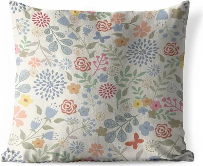 Produktbild von MuchoWow® Outdoor Kissen - Eine Blumenmuster-Illustration mit vielen Blumen - 40x40 cm - Wetterfest - Lounge Kissen - Kopfkissen - Interieur - Polster mit Bild