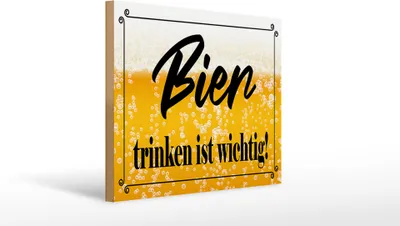 Produktbild von Holzschild  Bier trinken ist wichtig, 40x30  cm, Holzschilder Spruch Alkohol