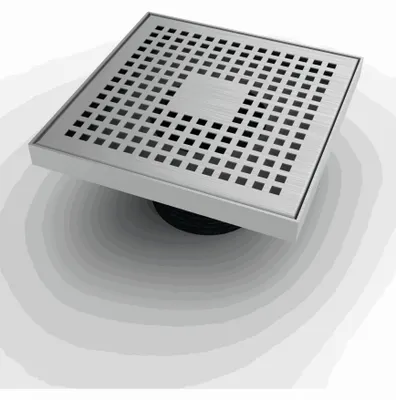 Produktbild von Ablaufaufsatz Edelstahl „Kare" 200 x 200 mm – Duschablauf für bodengleiche Duschen, Ersatzrost mit Rahmen