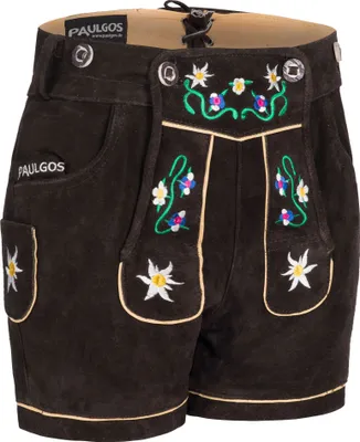 Immagine prodotto di PAULGOS pantaloni tradizionali da donna in pelle + bretelle, vera pelle, corti in 8 colori taglia 34-50 M1