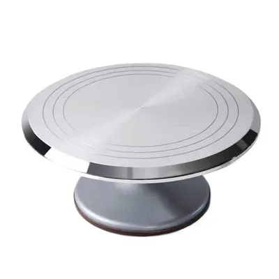 Produktbild von 12 Zoll runder, drehbarer Tortendekorationsständer aus Aluminium, Tortendrehteller, drehbarer Tortenständer für Kuchen, Gebäck und Tortendekorationen