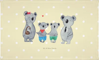 Produktbild von Mr. & Mrs. Panda Handtuch Koala Familie zwei - Gelb Pastell - Geschenk, 50x100, Zusammen, Koalabär, Muttertag, baumwolle, gesichtshandtuch, Flauschtuch, Frotteehandtuch