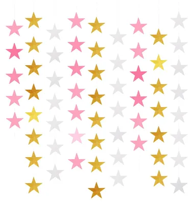 Glitzer-Sternslinger 2er-Set, 8 m, doppelseitig, Rosa/Weiß/Gold