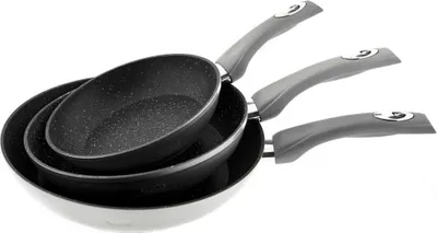 Produktbild von Pfannenset 3 tlg. Induktion Antikratz Marmor Bratpfanne Pfanne ø20-ø24-ø28cm für alle Herdarten Grau
