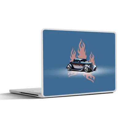 Produktbild von MuchoWow® Laptop Aufkleber Sticker Cover Auto - Blau - Flammen - Vintage 36.5x27.5 cm - Laptop-Sticker