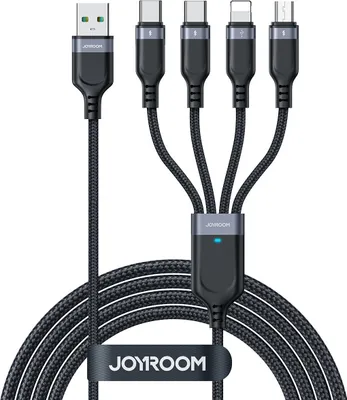 Produktbild von USB kábel 4v1 USB-A - 2 x USB-C / Lightning / Micro na nabíjanie a prenos dát 1,2 m Joyroom S-1T4018A18 - čierny