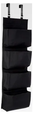 Produktbild von Stoffregal mit 4 Fächern, 10 x 34 x 90 cm, Metall, Polyester, Schwarz