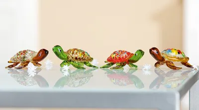 Produktbild von Gilde Figur (klein), Schildkröte, Glas, braun, grün, mehrfarbig, L. 5 cm, B. 7.5 cm, H. 3 cm 39166 4009079391664 4 Stück (4-fach sortiert)