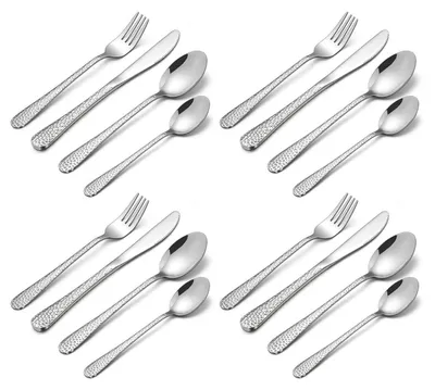 Produktbild von Kinderbesteck Set 16-teilig Edelstahl Hammergriff ab 3 Jahre Gabel Messer Löffel Spülmaschinenfest Silber