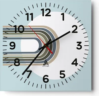 Produktbild von Wanduhr - Quadrat - Glasuhr - Formen Rad Linien - 40x40cm - Schleichendes Uhrwerk - Lautlos - zum Aufhängen bereit - Dekoration Modern - Wanddekoration aus Glas - C4AC40x40-4608