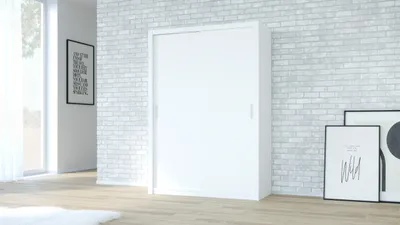 Produktbild von Kleiderschrank Schwebetürenschrank VISTA 150 weiß Schrank mit Kleiderstangen und Einlegeböden