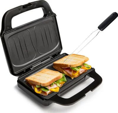Produktbild von Sandwichtoaster Snackmaker 2 XXL Sandwiches Toaster Sandwichmaker & Gabel 900W