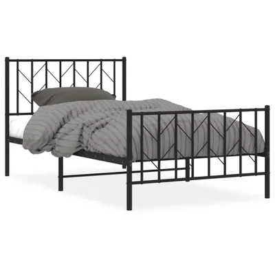 Produktbild von Bettgestell mit Kopf- und Fußteil Metall Schwarz 100x200 cm