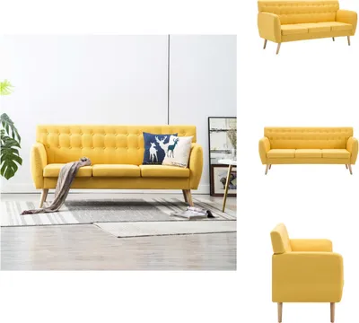 Image de vidaXL Canapé 3 places tissu 172x70x82 cm jaune - Canapés
