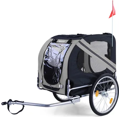 Image de Remorque vélo / chien pliable pour animaux de compagnie jusqu'à 40Kg Gris Noir
