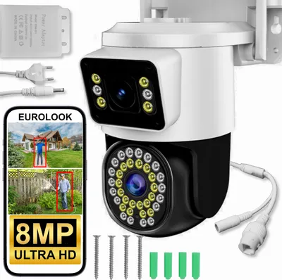 Produktbild von Outdoor Wifi Kamera 8Mpx Uhd Mit Zwei Objektiven Und Bewegungserkennung Weiss