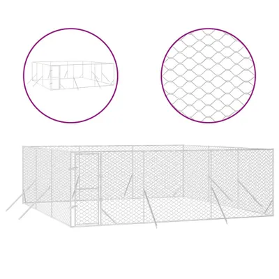 Image de vidaXL Enclos extérieur pour chiens Argenté 6x6x2 m Acier galvanisé