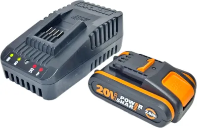 Immagine prodotto di Worx WA3601 20 V Caricabatteria e kit batteria con 1 batteria da 2,0 Ah + caricabatteria WA3880