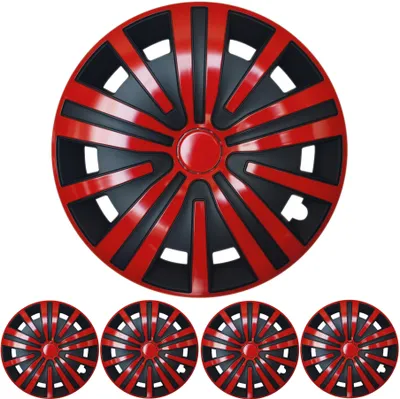 Radzierblenden Set "Spinel" 15 ZOLL in Rot / Schwarz 4x PREMIUM DESIGN Radkappen in der Farbe Rot von F.H.U.P. OLSZEWSKI