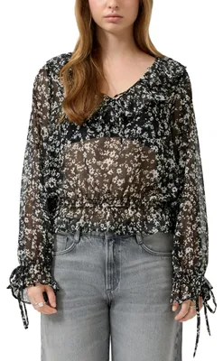 Produktbild von s.Oliver Damen Bluse – Chiffon, V-Ausschnitt, Loose Fit, Langarm