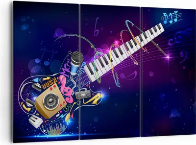 Produktbild von Bild auf Leinwand - Leinwandbild - Gitarre Instrument Musik Notiz - 165x110cm - Wand Bild - Wanddeko - Leinwanddruck - Bilder - Kunstdruck - Leinwand bilder - Wandkunst - CE165x110-2724