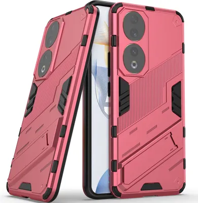 Produktbild von Armor Hülle für Honor 90, Hybrid PC TPU Bumper Stoßfestes Schutzhülle mit Standfunktion Rosa