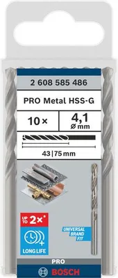 Imagen del producto de Broca para metal, acero rápido HSS-G, estándar, 4,1 x 43 x 75 mm