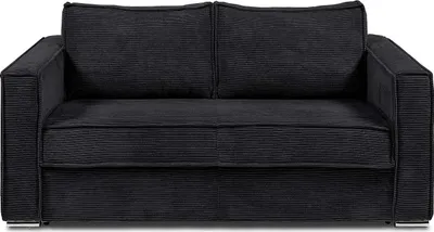 Produktbild von Schlafsofa mit Matratze 3-Sitzer - Cord - Schwarz - Liegefläche 140 cm - Matratze 14 cm - LORETO