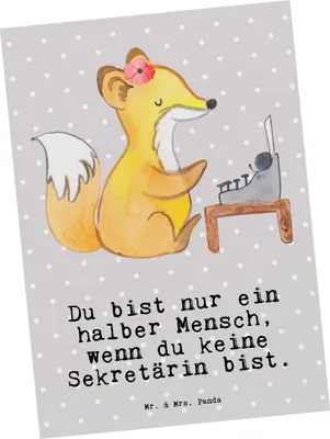 Produktbild von Mr. & Mrs. Panda Postkarte Sekretärin Herz - Grau Pastell - Geschenk, Ansichtskarte, Postkarten, bildkarte, Grußkarte, Ansichtskarten