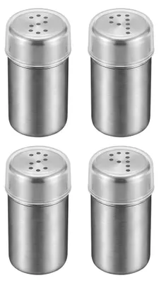 Produktbild von 4 Stück Mini Salzstreuer für Unterwegs, Edelstahl Salz und Pfefferstreuer Klein mit Deckel, Gewürzstreuer Camping Set, Tragbare Gewürzflaschen für Picknick, Grillen und Reise, P+S Löcher