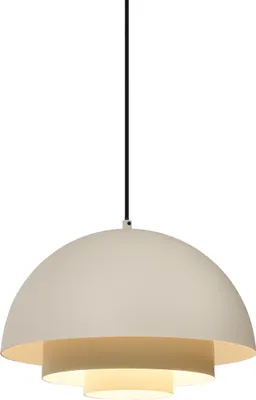 Produktbild von QAZQA - Skandinavisch Skandinavische Hängelampe I Pendellampe I Pendelleuchte Creme mit weißer Innenseite - Loes I Wohnzimmer I Schlafzimmer - Aluminium Rund - LED geeignet E27