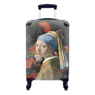 Produktbild von MuchoWow® Koffer Handgepäck Trolley Rollkoffer Kleine Reisekoffer mit 4 Rollen - Das Mädchen mit dem Perlenohrring - Johannes Vermeer - Blumen - Cabin Size < 55x40x23 cm & 55x40x20 cm - Fotokoffer - Kabinenkoffer - Boardgepäck - Reise-Box - Reisekoffer - Reisegepäck - Koffer mit Bild - Trolley für Kinder
