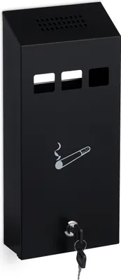 Produktbild von Relaxdays Wandaschenbecher für draußen, verschließbar, Metall, Aschenbecher Wandmontage, HBT: 32,5 x 15 x 6 cm, schwarz