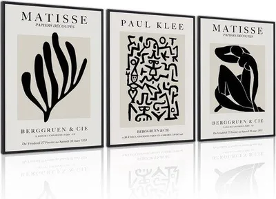 Productafbeelding van Unyqoos® Set van 3 abstracte kunstposters met houten frames (houtnerf) – Archiefkwaliteit canvas prints, moderne wanddecoratie