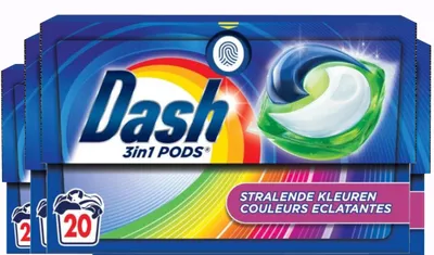 Produktbild von Dash – Strahlende Farben – Waschmittelkapseln – All-in-1-Pods – Buntwäsche – 4 x 20 Waschgänge (80 Waschgänge) – Vorteilspackung