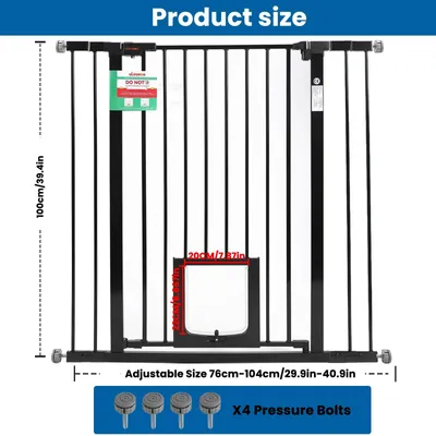 Zdjęcie produktu dla Barierka ochronna na schody – barierka ochronna dla dzieci do drzwi i schodów – montaż zaciskowy, bez wiercenia – automatyczne zamykanie – metal – 76–104 cm
